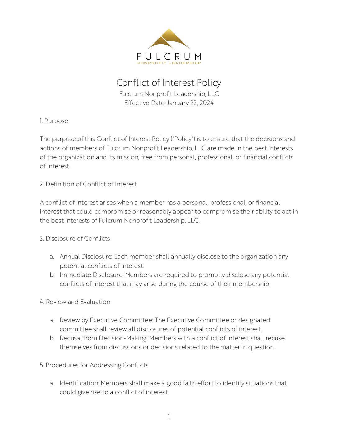 Fulcrum Conflict of Interest Policy